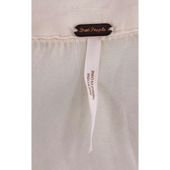 Free People Women's Blouse size Small Ivory Satin Long Sleeve oversized - Picture 2 of 8